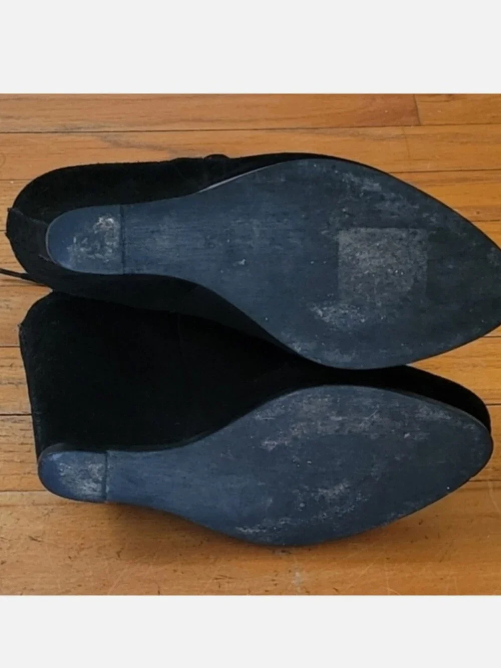 JAMBU Suede Leather Black Wedge Ankle Booties Size 39 8.5